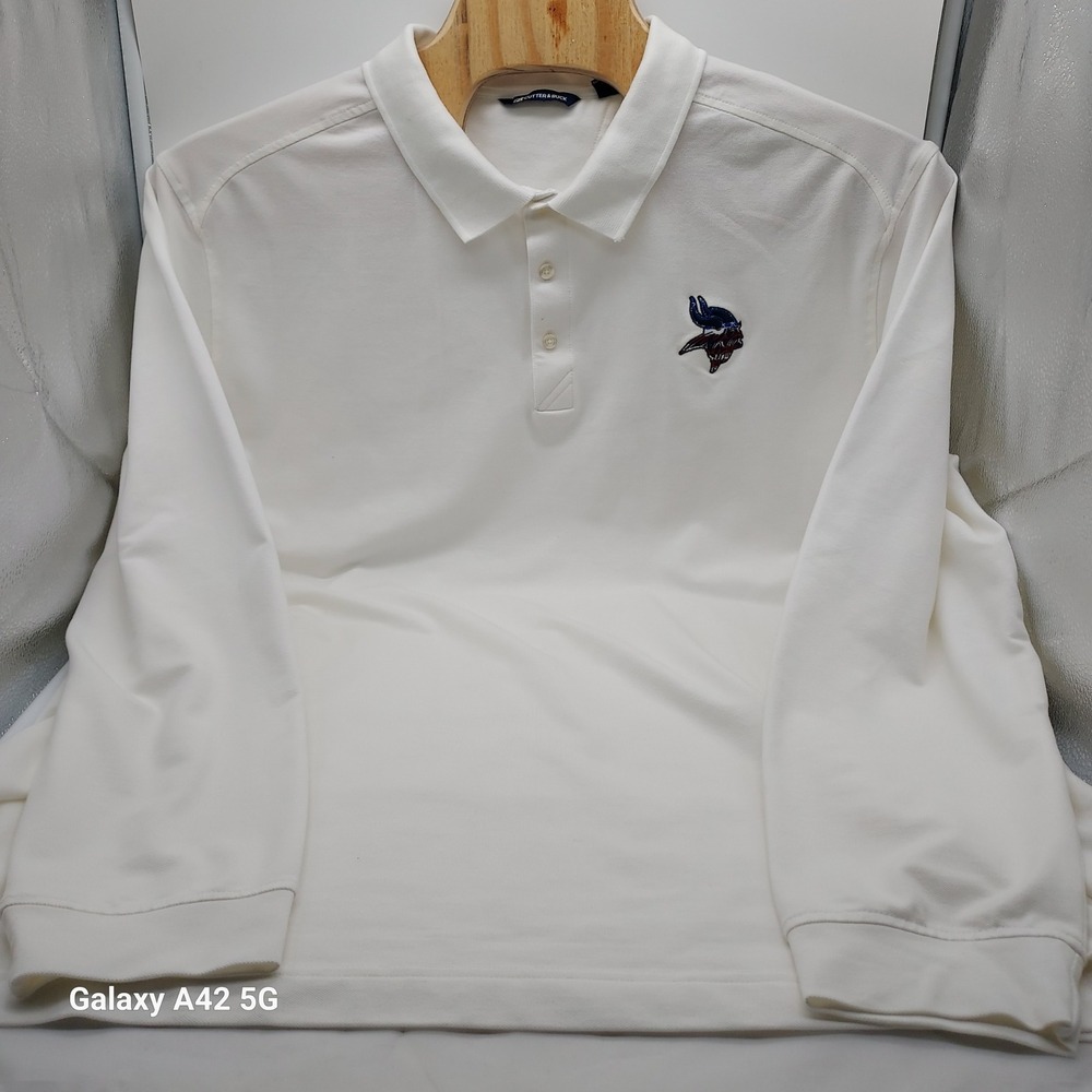 Cutter & Buck Mens Minnesota Vikings Long Sleeve Polo Shirt White 4XB BCK09322